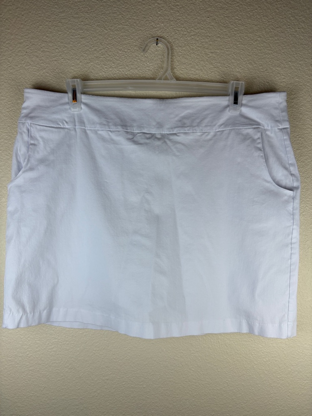 Zac & Rachel Women's 18W White Skort Skirt Flat Front Pockets Stretch Athletic